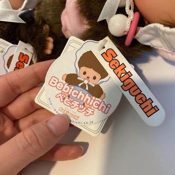 Monchhichi Bebichhichi 25cm Pair Doll Plush Toy Boy Girl Sekiguchi Japan Tag - Picture 5 of 15